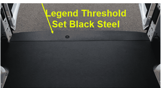 Legend black steel sill set installed in a Ford Transit.