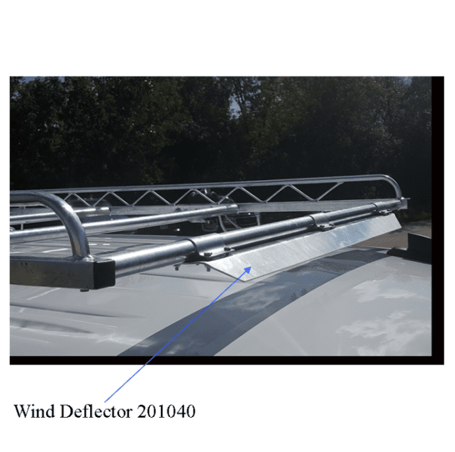View of wind deflector installed on Topper roof rack.