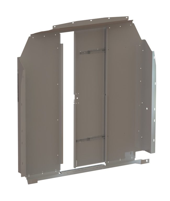 Illustration of Adrian Steel SPARFTM2 partition with sliding door partially open.