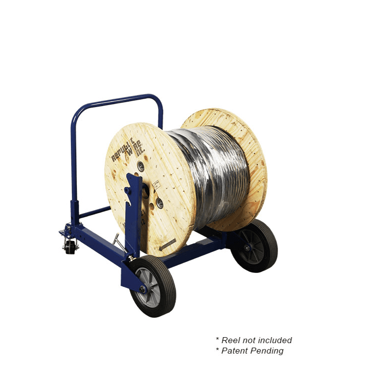 Two-wheel convertible cart to transport reels around the job site.