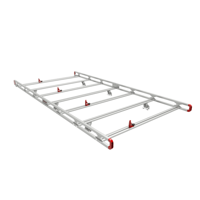 View of front left Weather Guard Safari ladder rack for extended full-size vans.