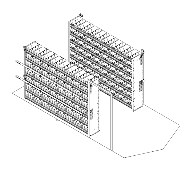 Drawing of two Ranger Design shelving units.