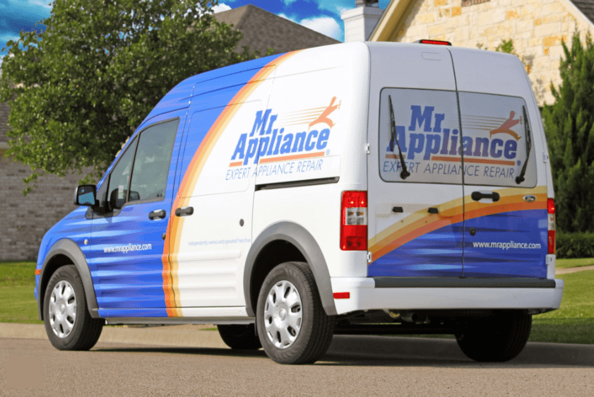 Outside view of work van with Mr Appliance graphics.