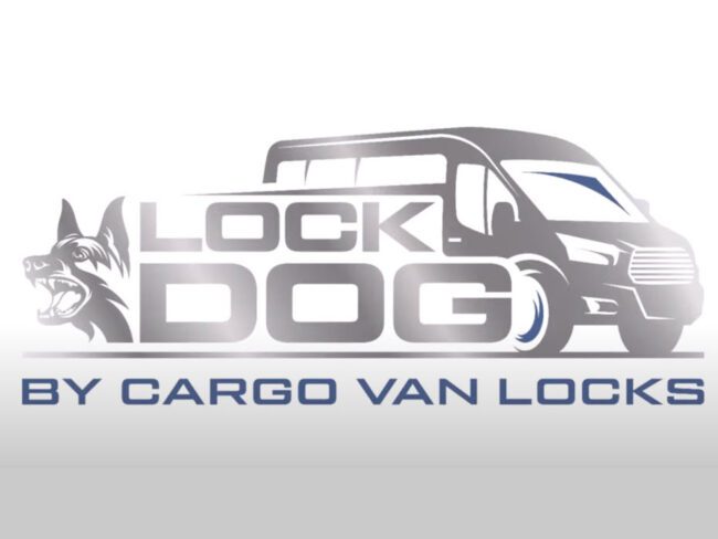 Graphic of Lock Dog by Cargo Van Locks logo.
