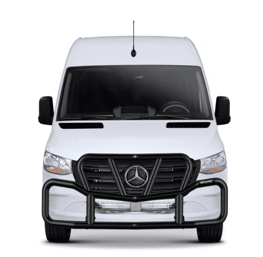 View of Ex-Guard grille installed on a Mercedes Sprinter van.