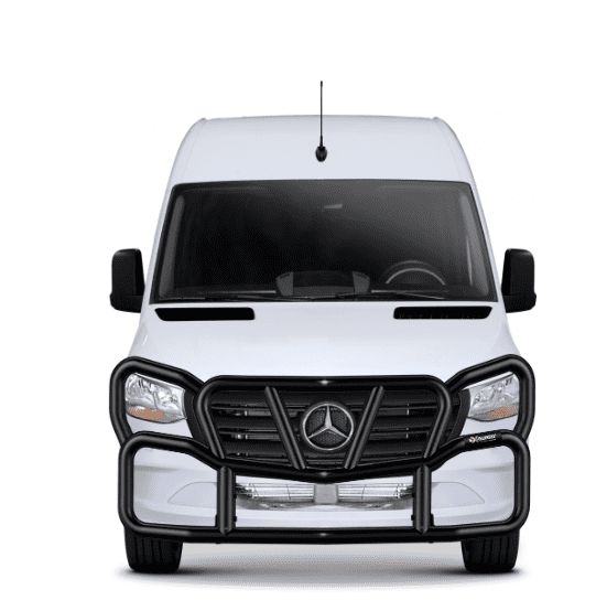 View of Ex-Guard grille installed on a Mercedes Sprinter van.