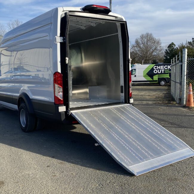 Check out our ramp installed on a Ford Transit (shown fully open.)